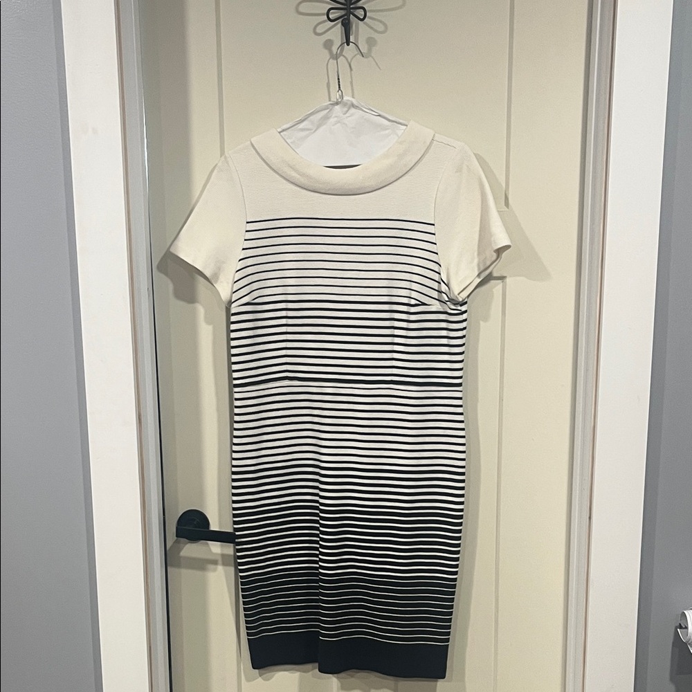 Talbots Black and White Striped Mini Dress